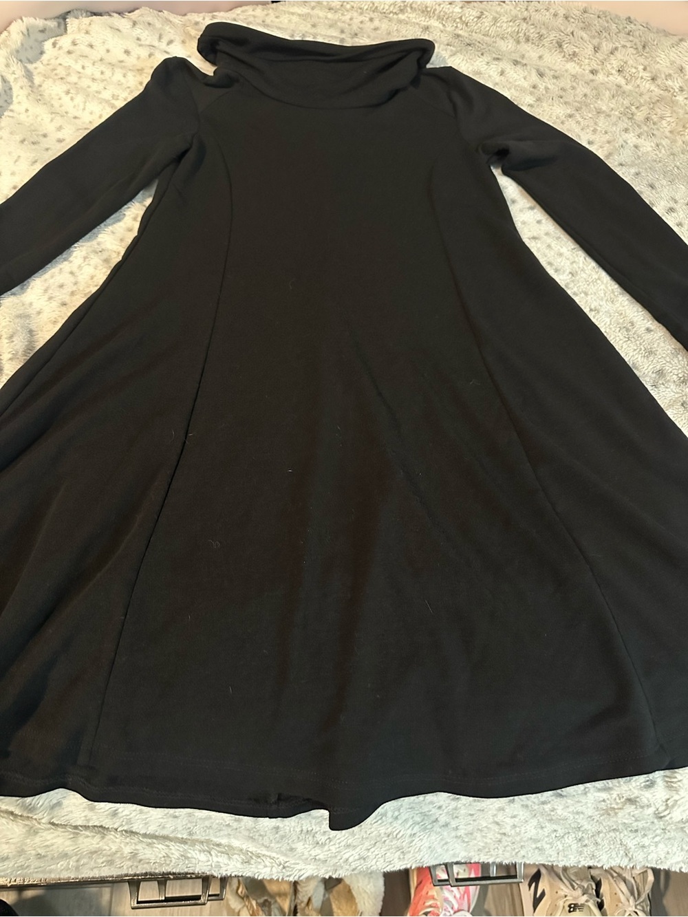 NWT Lush Black Long-Sleeve A-Line Dress with Cowl Neck